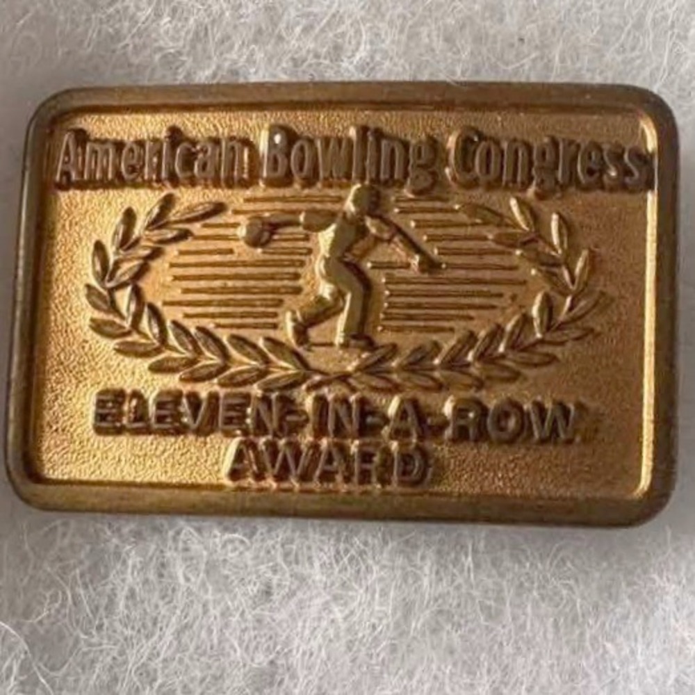 Vintage 1972 American Bowling Congress Eleven In A Row Award Belt Buckle Brass